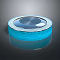 Modern Circular Electronic Device With Transparent Top And Blue Circuit Board Design 3d model