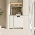 Elegant Modern Decorative Cabinet With Marble Backdrop LED Lighting And Potted Plant