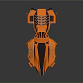 Futuristic Orange Space Craft With Sleek Aerodynamic Design And Thruster Structural Details