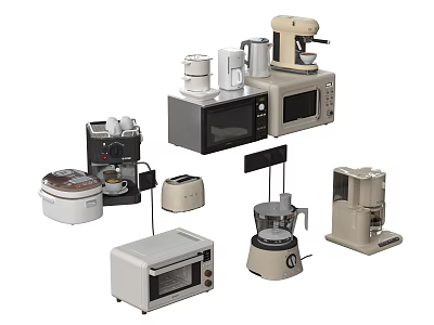 Household appliances combination kitchen appliances microwave oven wall breaking machine 3d model