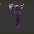 Intricate Decorative Axe With Glowing Blue Purple Accents And Ornate Design