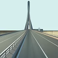 Modern Cable Stayed Bridge Design With Twin Towers Spanning Calm Water Surface 3d model