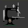 Vintage Singer Sewing Machine With Classic Metal Structure And Green Base 3d model