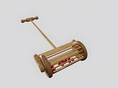 Traditional Wooden Rolling Toy For Kids With Beads In Cylinder 3d model