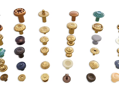 Various Design Door Knobs In Different Colors And Styles For Home Decor 3d model