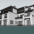 Chinese style single-family villa country house homestay villa ancient villa 3d model