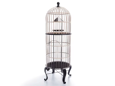 Birdcage Shaped Multi Tiered Metal Decorative Ornament With Black Base And Legs 3d model
