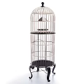 Birdcage Shaped Multi Tiered Metal Decorative Ornament With Black Base And Legs