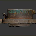 Rusty Orange and Greenish Metal Household Hardware Part with Bolts and Holes