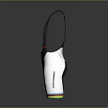 White And Black Cycling Bib Shorts With Red Accents And Colorful Stripes Back View