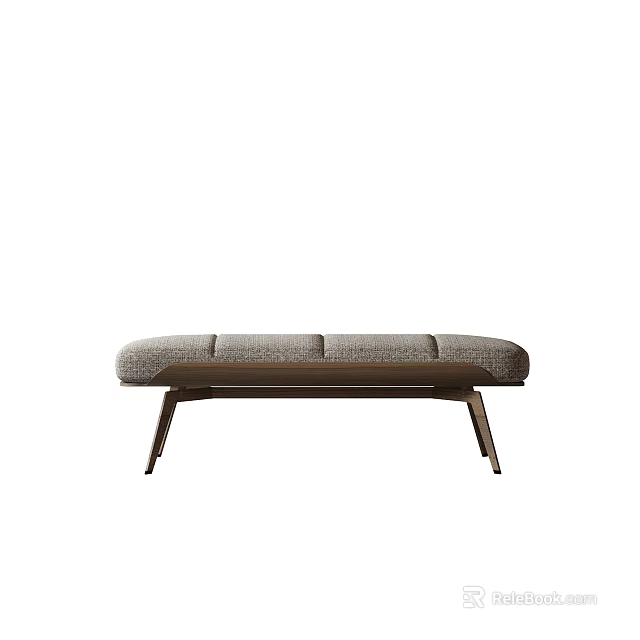 Contemporary Upholstered Bench With Sleek Wooden Legs And Minimalist Neutral Design 3d model 