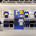 Modern Clothing Store Interior With Brand Apparel Display Racks And Fashion T Shirts