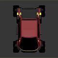 Futuristic Red Off Road Concept Car With Yellow Accent Lights And Large Wheels
