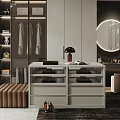 Modern Walk In Closet With Wardrobe Mirrors Bench And Storage