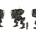 Large Futuristic Mech Characters With Small Human Figure In Game And Movie Scenes