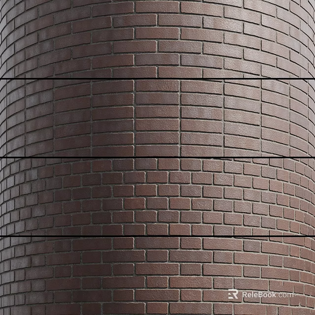 Modern Brown Brick Wall Component Featuring Horizontal Lines And Textured Surface 3d model