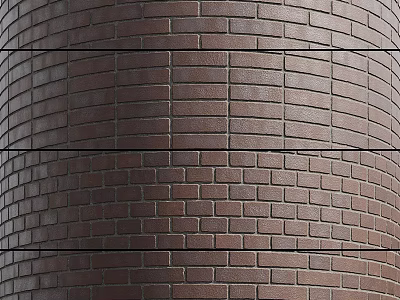 Modern Brown Brick Wall Component Featuring Horizontal Lines And Textured Surface 3d model