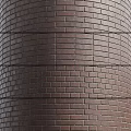 Modern Brown Brick Wall Component Featuring Horizontal Lines And Textured Surface 3d model