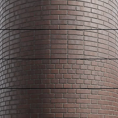 Modern Brown Brick Wall Component Featuring Horizontal Lines And Textured Surface 3d model