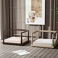Japanese Style Leisure Chairs with Wooden Frame Different Colors Light Cushions in Natural Setting