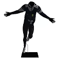 Athletic Sportswear For Runner In Starting Block Position With Blue Sky Background