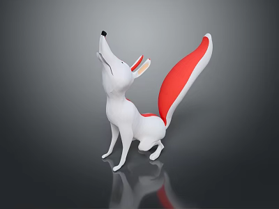 Game And Movie Character Fox With White Body Red Tail Standing Pose 3D Model Design 3d model