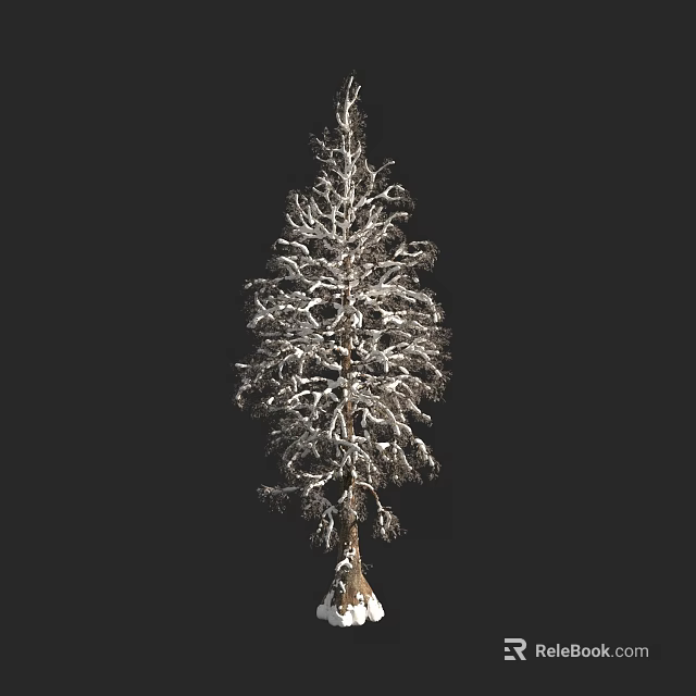 Snow Covered Arbor Featuring Branches And Trunk Against Black Background 3d model 