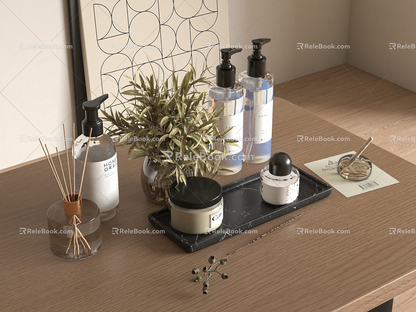 Bath products Bathroom products Aromatherapy shampoo Bathtub 3d model