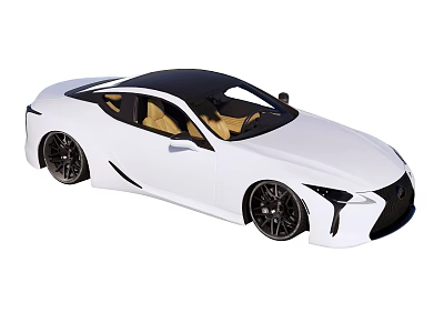 Lexus White Sports Car With Black Roof Black Wheels And Brown Interior 3d model