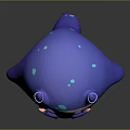 Cute Blue Purple Game Movie Character With Mushroom Head And Diamond Center