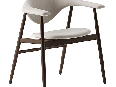 Elegant Modern Leisure Chair With Upholstered Seat Back Armrests And Wooden Legs 3d model
