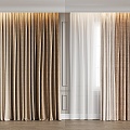 Modern Simple Curtain Fabric Curtain Cream Curtain 3d model