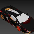 Sleek Modern Black Sports Car Featuring White Roof And Gold Alloy Wheels