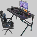 Gaming Desk Decorative Accessories Set With Monitor Keyboard Mouse RGB Lights And Chair