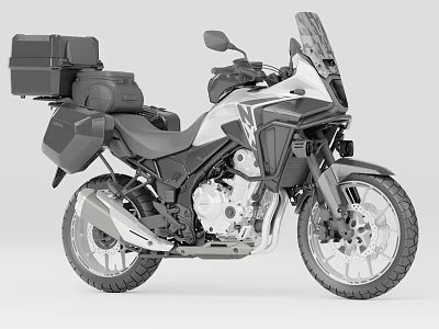 Modern Adventure Touring Motorcycle With Rear Luggage Boxes Windscreen And Rugged Tires 3d model