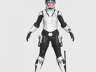 Tech Exhibition Hall Showcases Futuristic Mechanical Exoskeleton Suit On Helmeted Human Figure 3d model