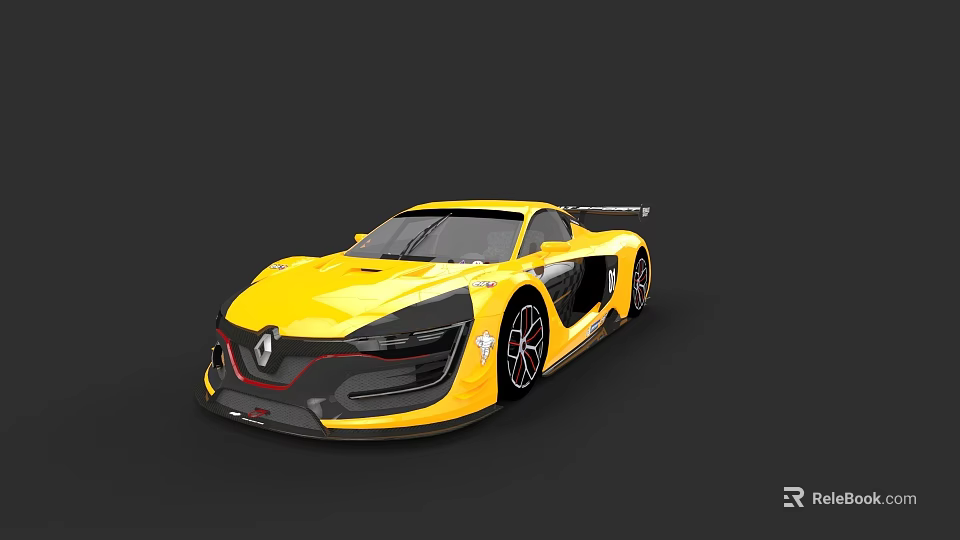 Yellow Renault Sports Car With Sleek Aerodynamic Design And Black Accents 3d model 