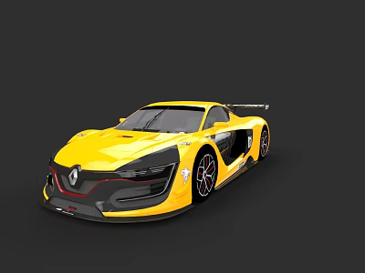 Yellow Renault Sports Car With Sleek Aerodynamic Design And Black Accents 3d model