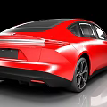 Red Electric Car With Futuristic Front Design Sleek Body And Black Wheels
