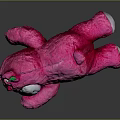 Cute Pink Soft Plush Bear Doll With Flower Headband Lying On Reflective Surface