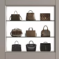 Fashionable Handbags Display on Shelves with Various Styles and Colors