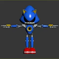 Game Movie Character Blue Mechanical Hedgehog With Yellow Ear Tips Red Shoes Circular Chest Emblem