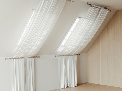 Curtain Attic Curtain Gauze Curtain 3d model