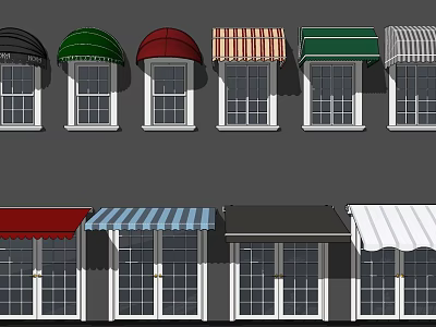 Different Types Of Colorful Awnings For Window And Storefront Exterior Design 3d model