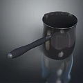 Shiny Metal Cup With Black Handle On Dark Background And Reflection 3d model
