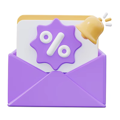 Modern Letter Envelope Percent Number Bell Cartoon Letter Cartoon Bell Cartoon Percent Number 3d model