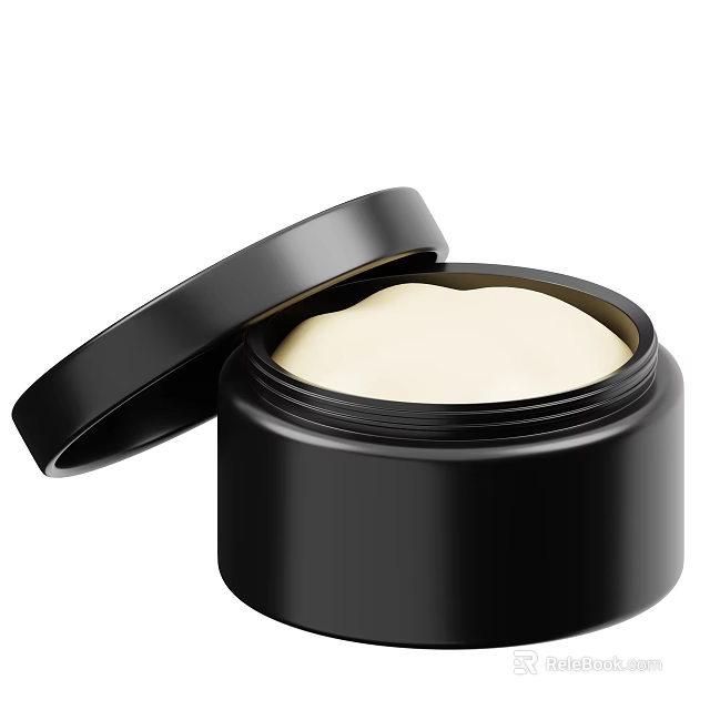 Perfume Cosmetics Premium Moisturizing Cream In Black Jar With Open Lid 3d model