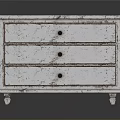 Vintage White Distressed Chest of Drawers With Three Wooden Drawers and Round Knobs