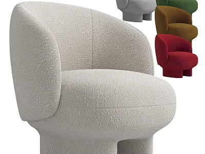 Modern Comfortable Single Sofa with Bouclé Fabric Rounded Armrests and Multiple Colors 3d model
