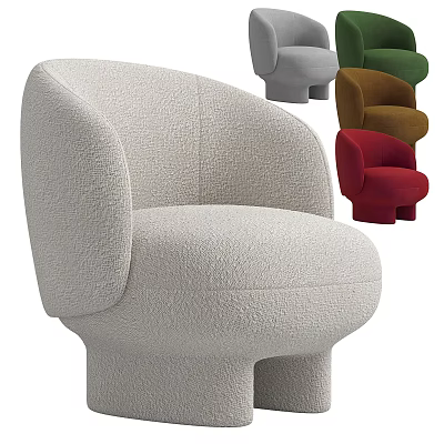 Modern Comfortable Single Sofa with Bouclé Fabric Rounded Armrests and Multiple Colors 3d model
